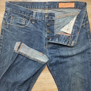 Jean Shop Selvedge Jeans Men 31x36 Blue Straight Leg‎ Japanese Redline USA Made